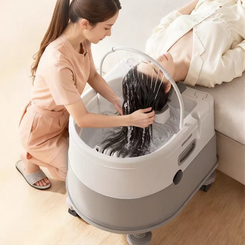 Hair Care Hospital - ポータブル洗髪台、高齢女性寝たきり患者用シャンプートレイ、家庭病院ケア用インフレータブルシャワーリンスパン