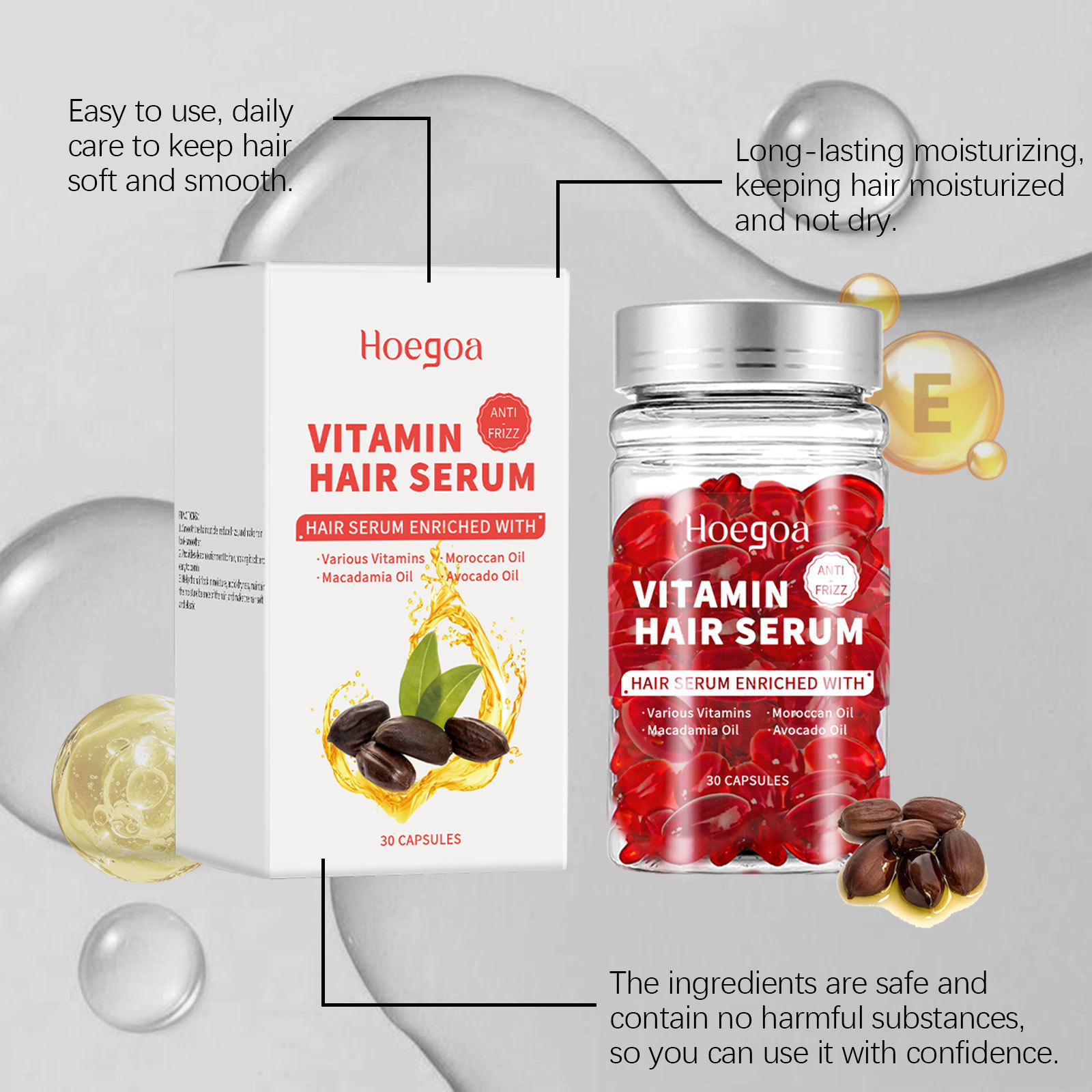 Hair Care Essential Oil - ビタミン ヘアケア セラム カプセル 再成長促進 オイルコントロール