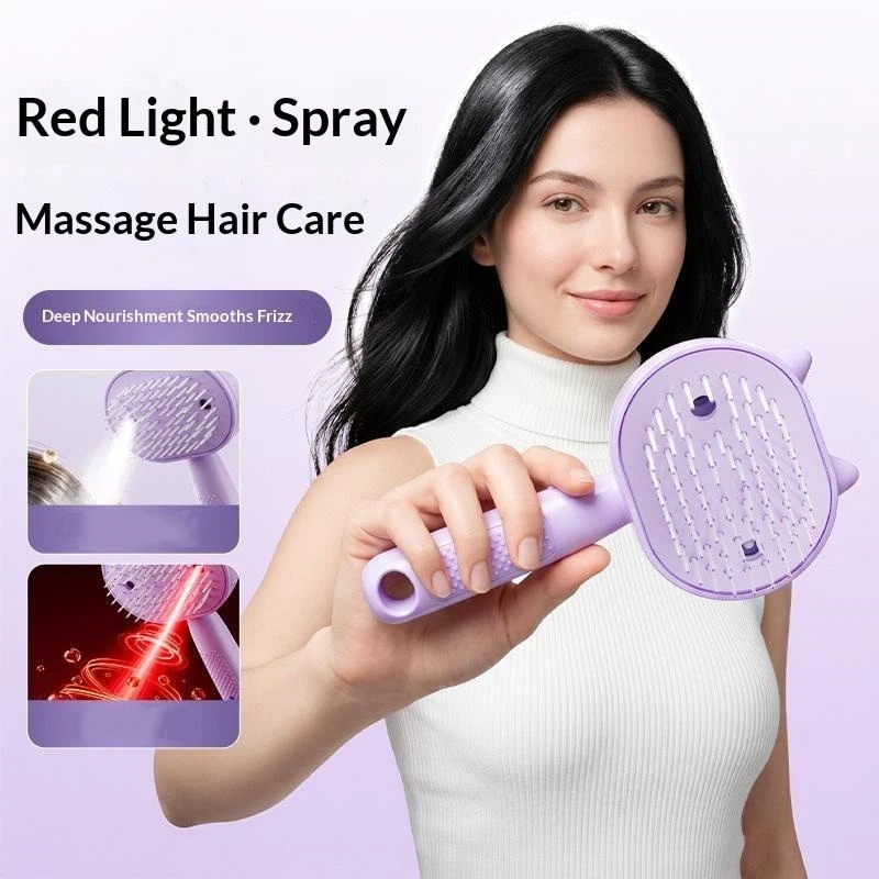 【H】1個入り 可愛い猫耳型電動スプレーヘアブラシ 赤色ライ - Hair Care Essential Oil のレビューと価格