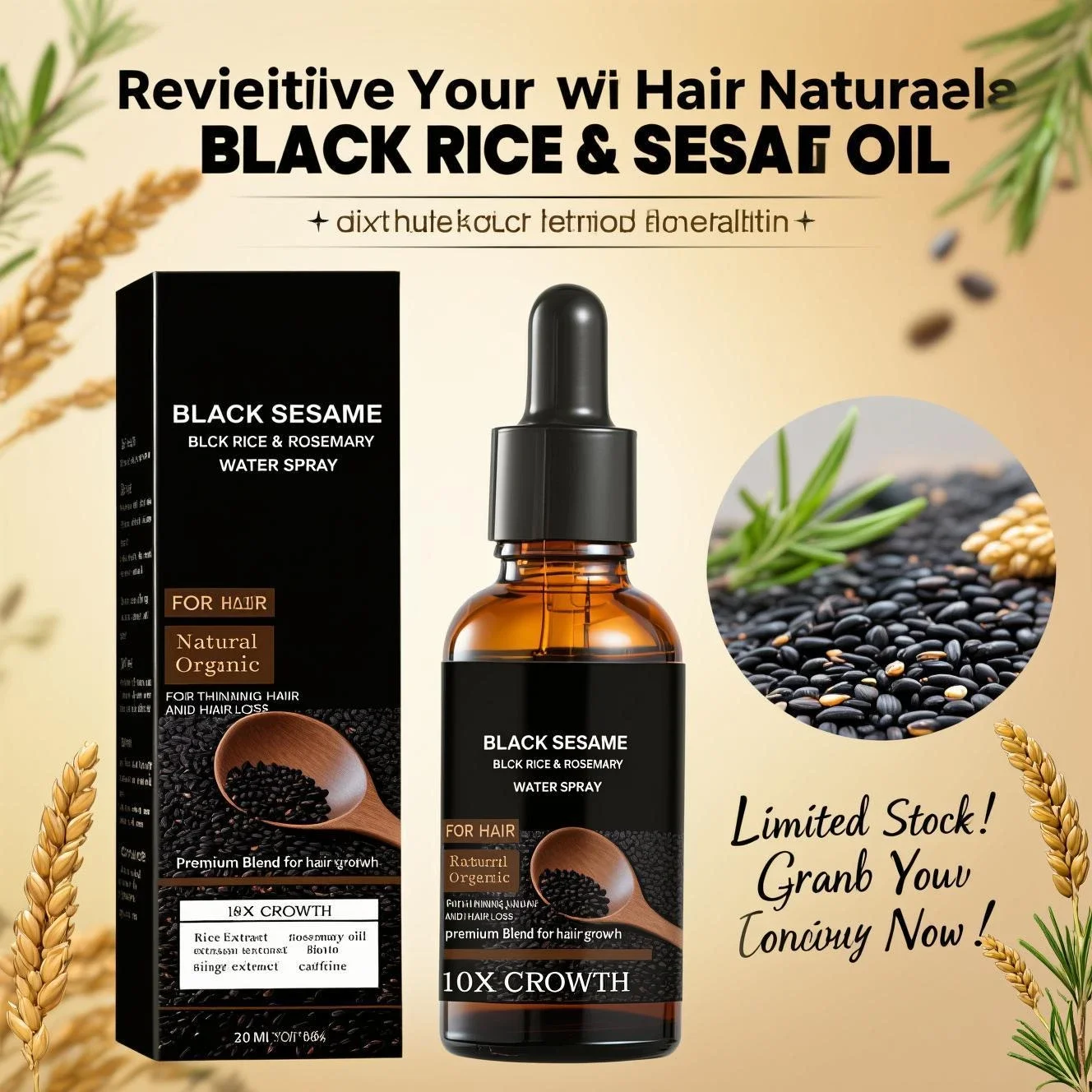 黒ゴマ育毛剤 カフェインジンジャーエキス配合 30ml 天然 - Caffeine Hair Serum のレビューと価格