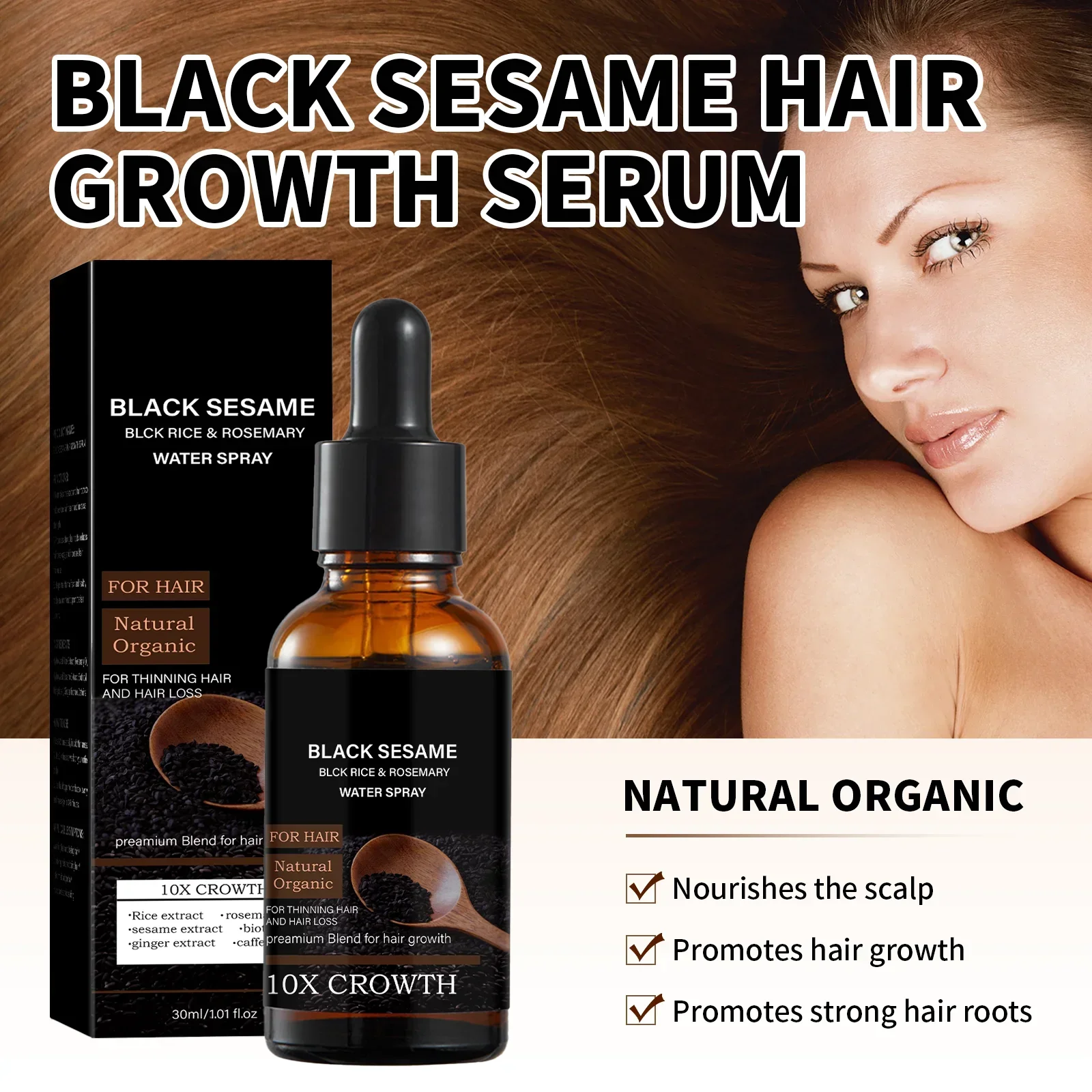 黒ゴマ育毛剤 カフェインジンジャーエキス配合 30ml 天然 - Caffeine Hair Serum のレビューと価格